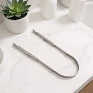 Deep cleaning tongue coating scraper stainless steel tool, remove tongue coating, fresher breath, easy to clean, hygienic oral care accessories, suitable for daily use, durable portable tongue coating cleaner, keep healthy oral care anytime, anywhere