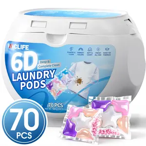 VacLife Laundry Detergent Pods 70-Count Pink 6-Chamber 8X Deep Cleaning Stain Remover for Washing Machine 72H Long Lasting Fragrance & Anti-Mite