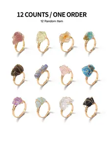 Natural Crystal Rings Set, Vintage Crystal Ring, Fashionable Ring for Women & Girls, Jewelry for Party, Daily Clothing Decor, Trendy All-match & Exquisite Jewelry for Birthday Gift