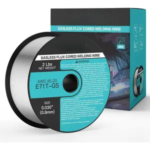 Flux Core Welding Wire, 0.030" E71T-GS Gasless MIG Wire, Mild Steel MIG Welding Wire with Low Splatter, 2-Pound Spool