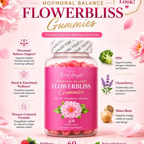 Scrub Angels Hormonal Balance Gummies for Women with DIM & Chasteberry, Daily Cycle & Uterine Wellness Support, Menstrual Comfort, Mood & Energy, Natural Botanical Extracts, Chewable, 30 Servings