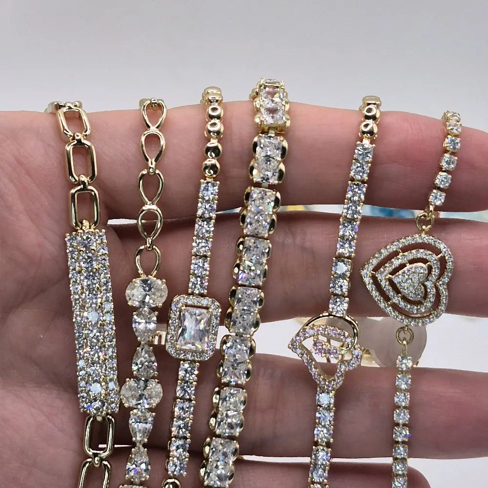 mayoreo 6pcs bracelets plated gold 14k