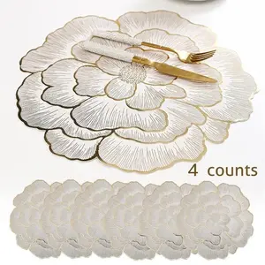 Floral Pattern Place Mats Set of 4, Heat Resistant Non-Slip Table Mats, Waterproof Kitchen Decorative Mats, Perfect for Home, Restaurant, Wedding Parties, Valentine's Gift