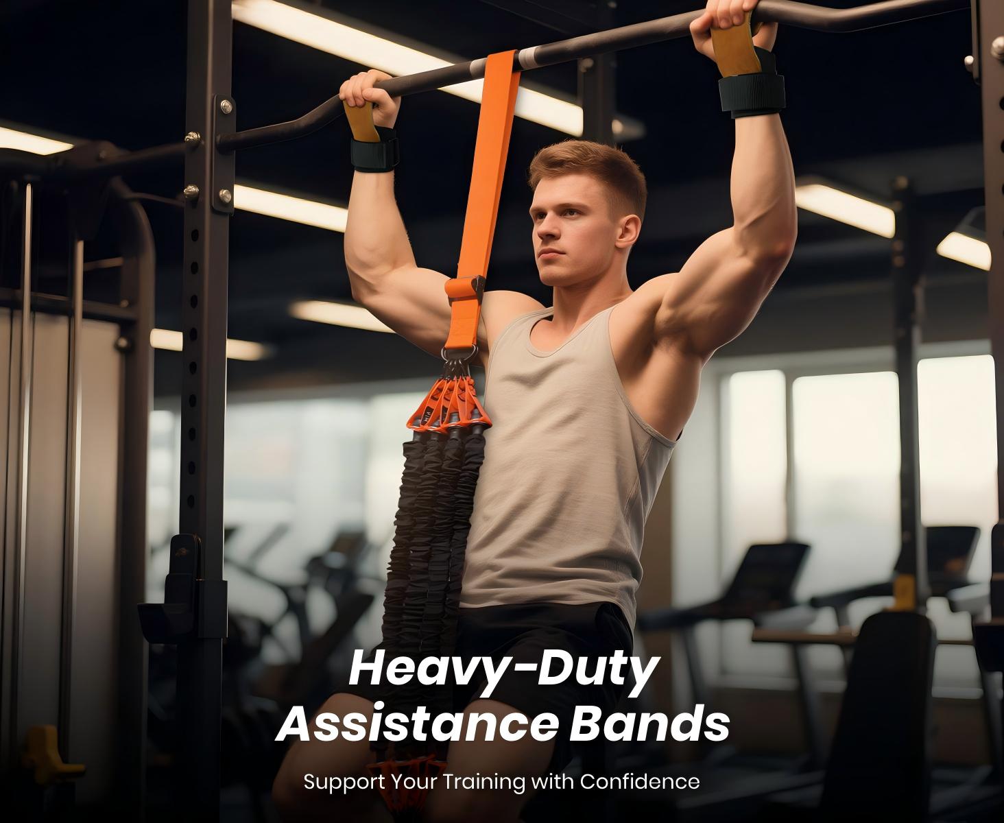 Pull Up Assistance Bands, Adjustable Heavy Duty Resistance Band for Pull Up Bar, Pull Up Assist Bands with Feet Rest for Strength Training, Home Fitness Workout Equipment, Height Adjustable