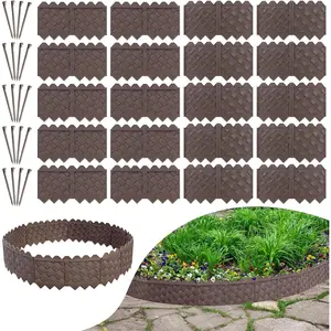20-Pack Weaving Flower Bed Garden Edging Borders (20 FT), No-Dig Interlocking Design with 8.5" Anchor Stakes, Thickened Lawn and Landscaping Borders for Flower Beds