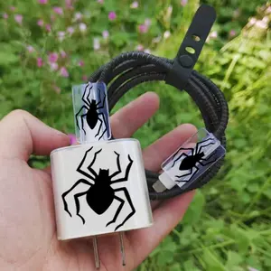 5pcs Spider snail Charger Protector Set for iPhone 16/15/14/13/12 Pro Max, Black - Anti-Damage Cable Wrap with 20W Fast Charging Head and 18W Cord Cover, Perfect Gift for Boyfriend/Girlfriend, Charger Cover For Max, Charger Cable Protector, Redmi C Charg