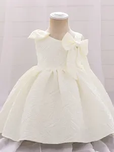 Baby Girl Clothes Infant Christening Cocktail Toddler Baptism Pageant Birthday Party Sloping Shoulders Bow Ball Gown Princess Dress for all Season 6 Months to 3 Years Baby Clothing