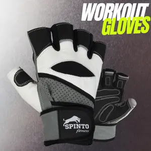 Men’s Weightlifting Gloves with Anti-Slip Grip | Comfortable Half-Finger Gym Gloves | Durable SPINTO Workout Gear for Training & Fitness