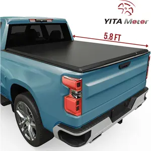 [Fits 2007-2026 Chevrolet Silverado & GMC Sierra 1500] 5.8 FT Bed, Soft Roll Up Truck Bed Tonneau Cover - Yitamotor
