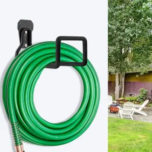 Hose Holder- Heavy Duty Metal Hanger Wall Mount, Hook for Garden Hose Expandable Hose Reel  Water  Pocket  Flexable  Magic Hose (Black)