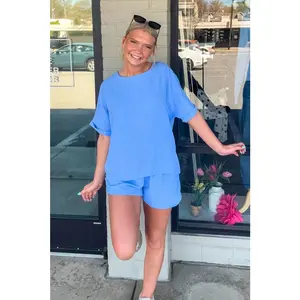 Zenana-Woven Airflow Top and Shorts Set