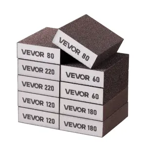 VEVOR Sanding Sponge, 10 Pcs, 60/80/120/180/220 Grit Assortment(2 Each), Washable and Reusable Sanding Blocks for Dry Wet Use, Coarse to Fine Sandpaper Blocks, for Drywall Wood Metal Furniture