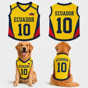 Personalized Ecuador Inspired Pet Shirt, Custom Dog Cat Mesh Tank Top, Name Number Puppy Clothes, Yellow Blue Red Pet Outfit