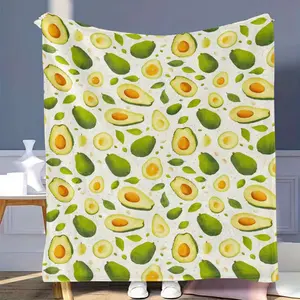 1Pc Fresh Avocado Print Flannel Blanket |   Versatile And Comfortable For All Seasons, Ideal For Home, Camping, Car, And More |   Suitable For Christmas, Halloween, Thanksgiving, Mother'S Day Gifts