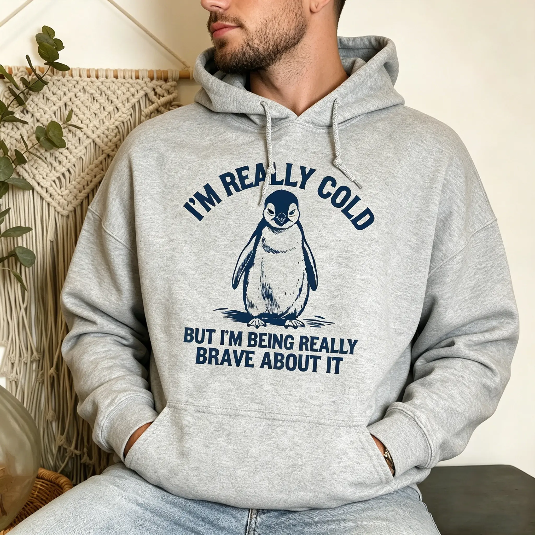 Fun Penguin Hoodie: Brave Despite the Cold—A Stylish Winter Pullover