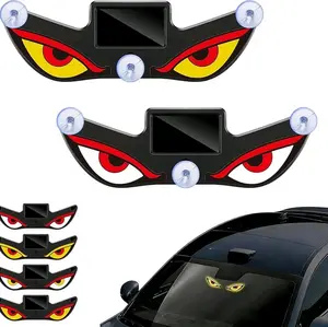 Dynamic LED Rear Window Display for Car – Vampire Devil Eye Emoji Panel, Scrolling Message Screen, USB Powered Night Driving Ambient Light, Cool Funny Auto Decor