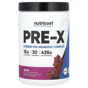Nutricost Performance, PRE-X, Xtreme Pre-Workout Complex, Grape, 1 lb (435 g)