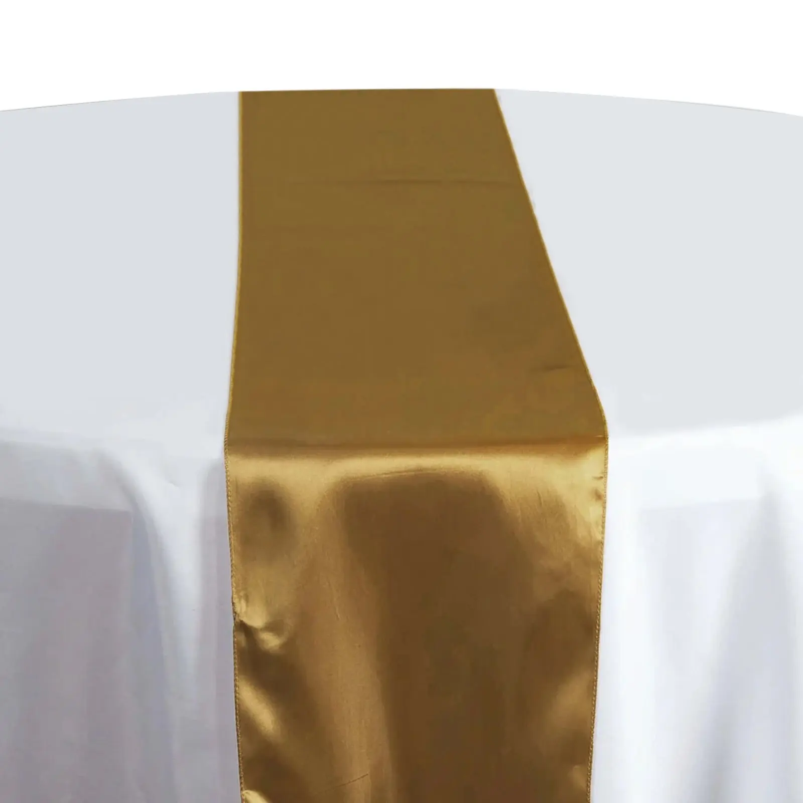 Gold Satin Table Runner - 12"x108" Machine Washable Stylish Table Decor, Household Kitchen Linen for Weddings, Parties