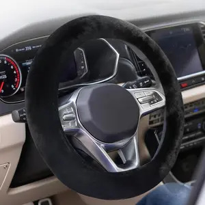 Suitable for Chevrolet Camaro Winter Fluffy Steering Wheel Cover Upgraded Version Non-Slip Plush Car Steering Wheel Cover Universal 14-15inch Soft Plush Warm Odorless Luxurious Decoration Unisex (Black)