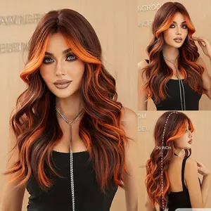 24 Inches/60cm Charming Curly Wig-Halloween Women's Party Animation Cosplay Wig (Reddish Brown Highlights)