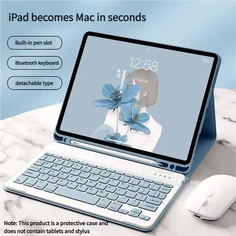 Tablet Case with Bluetooth-Compatible Keyboard & Mouse Combo, Protective Cover for iPad Air 4 (10.9-Inch) / iPad Pro (11-Inch), Durable Tablet Accessories