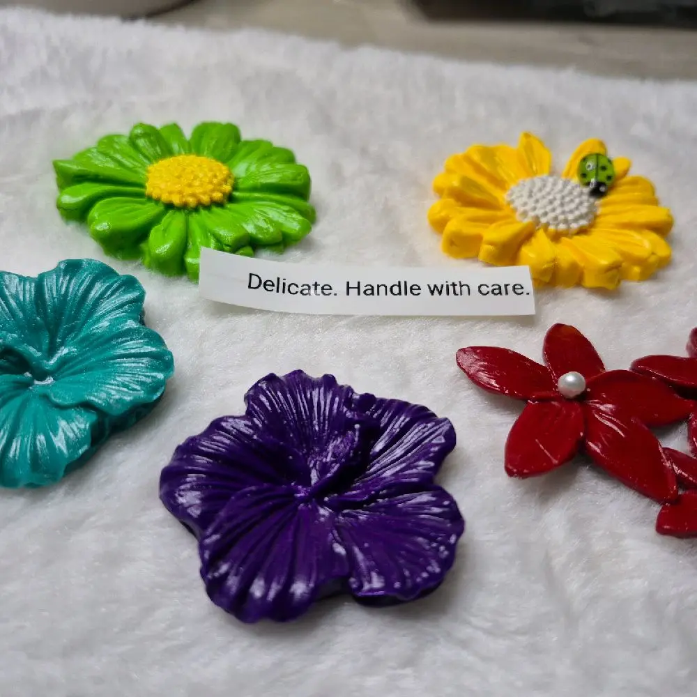Handmade Polymer Clay Flower Magnets - Decorative Fridge Magnets for Home, Office