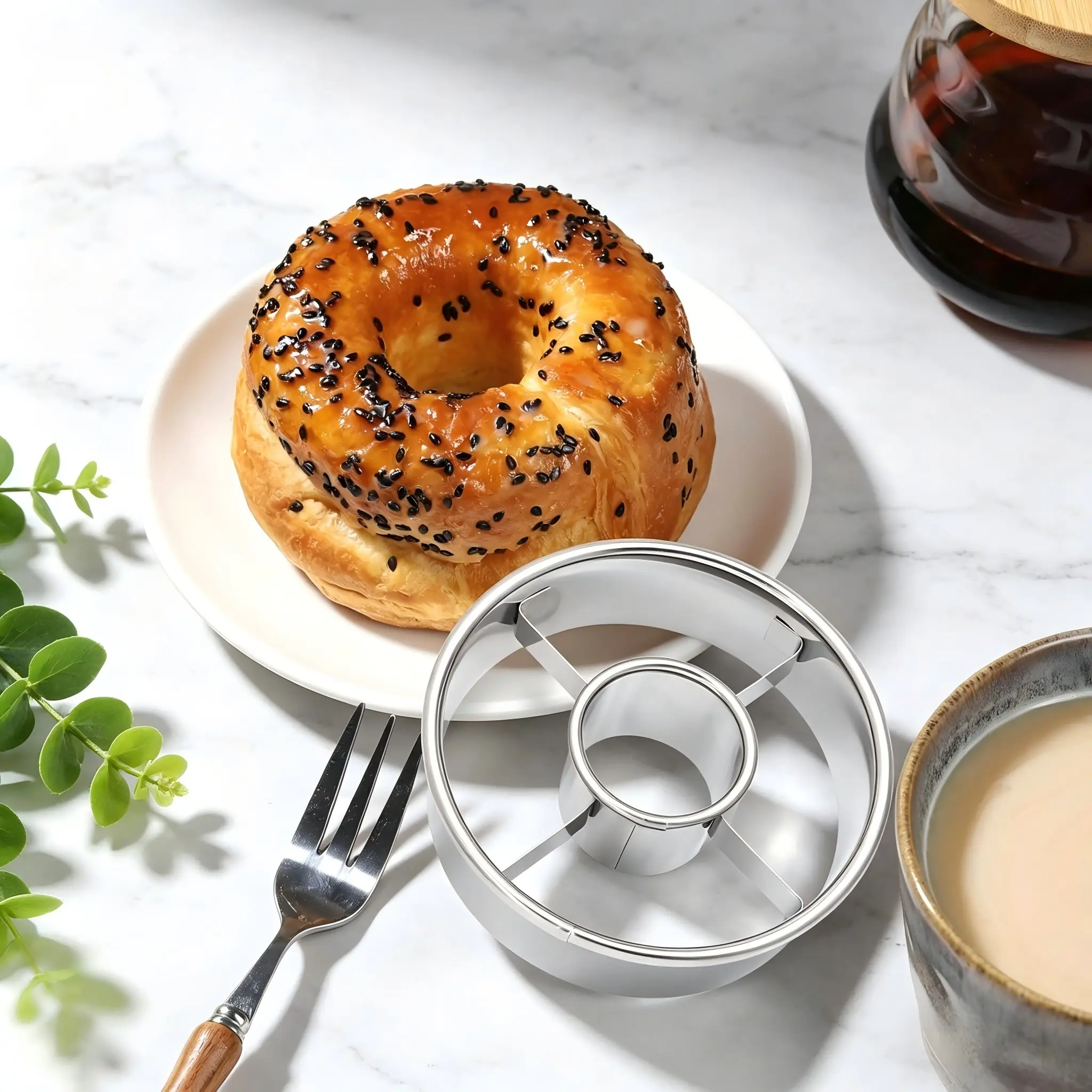 1PCS Donut Doughnut Cutter Mold, Food Grade Stainless Steel, Round Smooth Sharp Cutting Edge, For Home Baking Pastry Dessert Bread Making, Durable Easy Clean Rust Proof, Kitchen Baking Supplies Pastry Tools, Baking Essentials, Molds For Baking