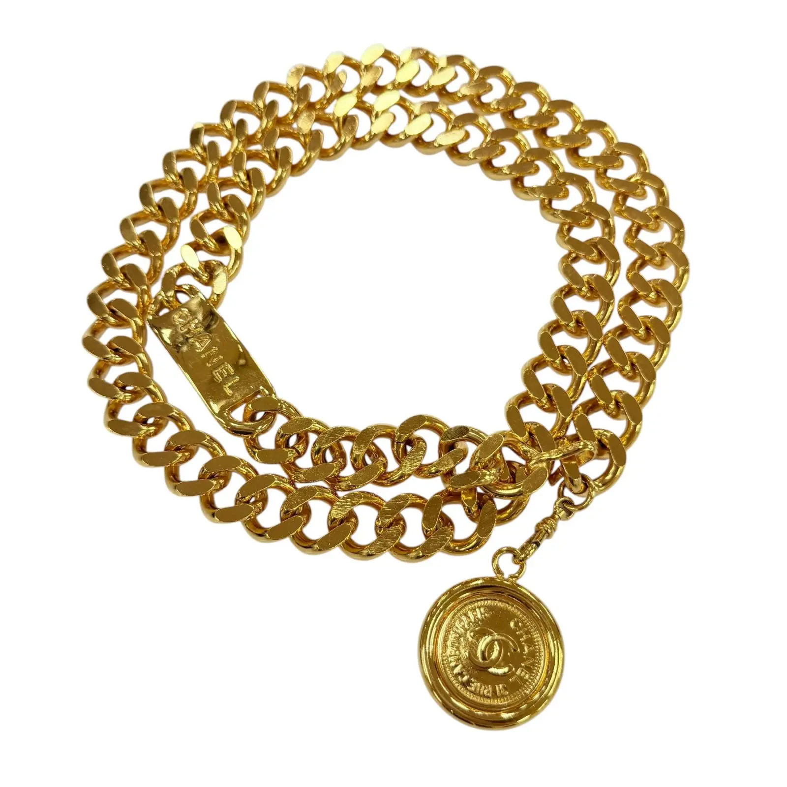 Pre-owned CHANEL Gold-plated Small Leather Goods Chain Belt