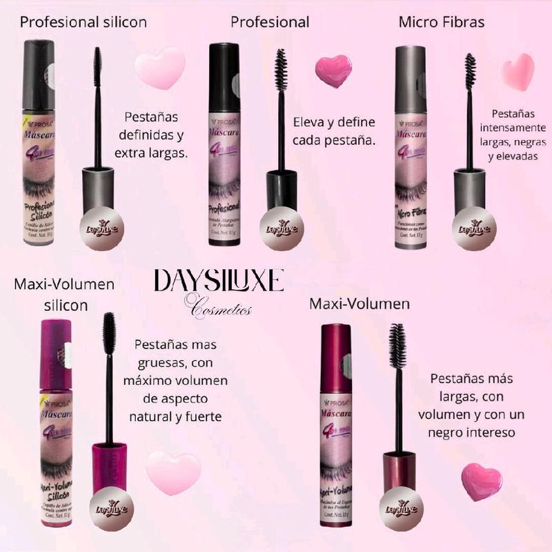 Prosa Mascara- Choice one of the 10 Rimel prosa- Maxi-Volumen Micro-Fibras-Professional Silicon, Silicone Café Waterproof 4-in-1 Oils Natural  Eyelash Weather Resistant Cosmetic Makeup Flawless