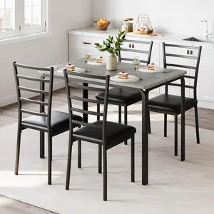 5-Piece Dining Table Set for 4, Modern Small Dining Table with Chairs, Table and Chairs Set of 4 with Padded Seats, Dining Room Table Set for 4, Kitchen and Dining Room Furniture