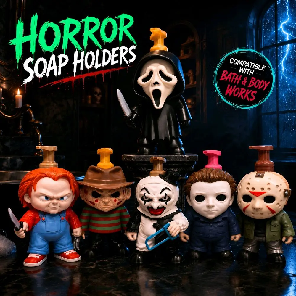 Horror Soap Holder dispenser Ghostface Freddy Art Michael Jason Chucky Compatible with Bath & Body Works Horror Foaming Soap Dispenser