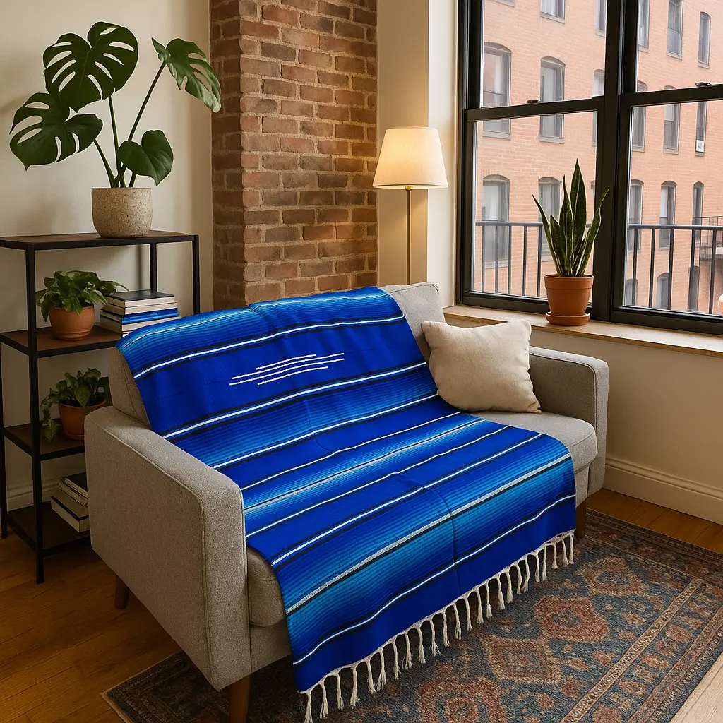 Blue Serape Isla Blanket Blue Serape Isla Blanket