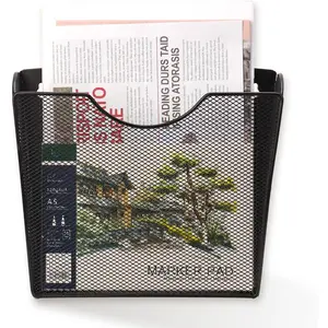 Wall File Holder Mesh Vertical Magazine Holder Letter Size Wall File Organizer Magazine Rack Wall Folder Mail Organizer Basket File Organizer for Office (1 Pack)