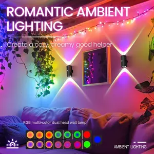 2pcs Rechargeable LED Night Lamps, Motion Sensor Wall Lights, RGB Gradient Ambient Light, Dimmable Indoor Lights, Magnetic Step Lights, LED Ambient Lighting, Led Light Up