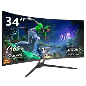 34 Inch Ultrawide Curved Gaming Monitor, 1500R PC Screen 165hz UWQHD 3440x1440, Curved Computer Screen with FreeSync