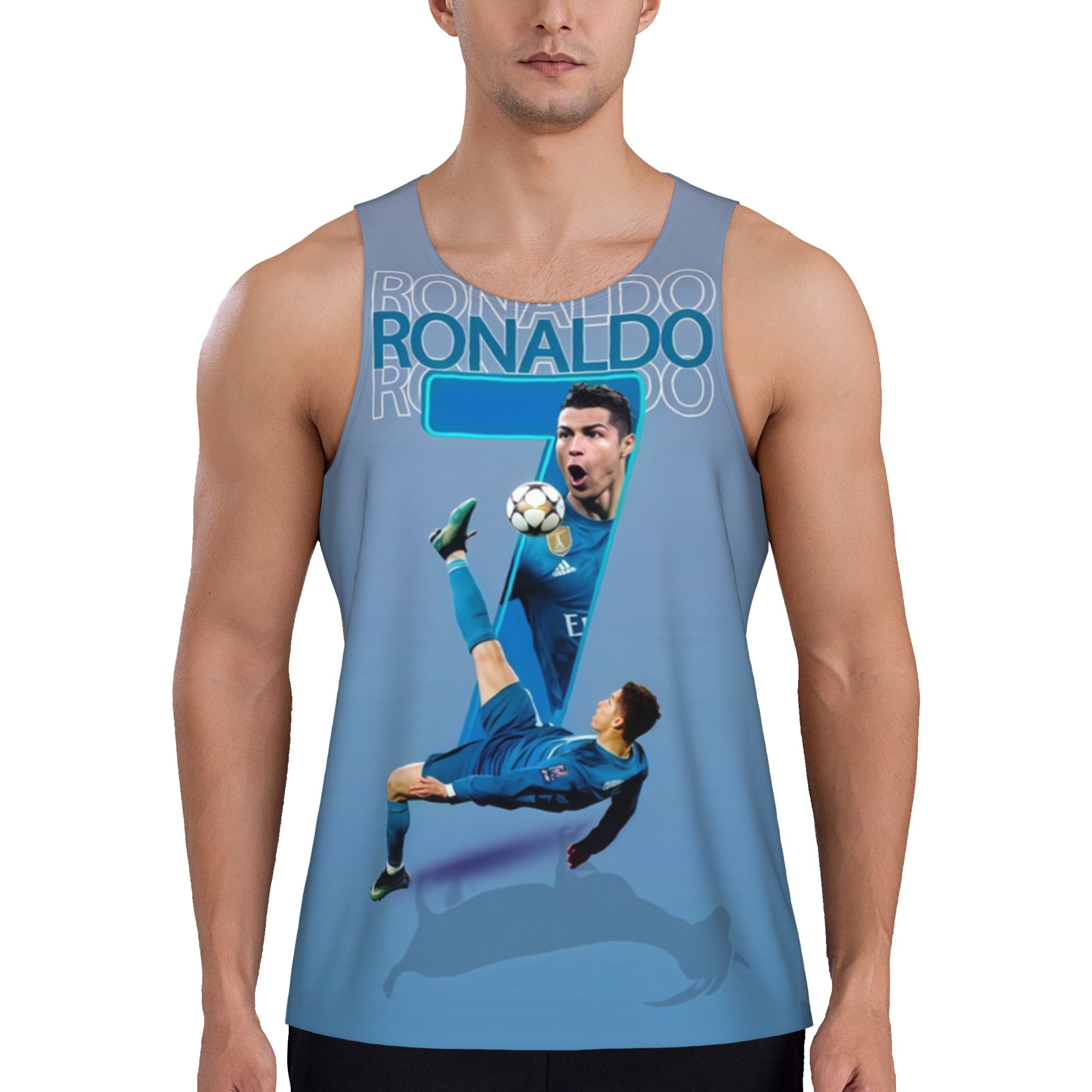 Cristiano Ronaldo's legendary bicycle kick printed vest, a must-have for football fans, comfortable for both sports and everyday wear.