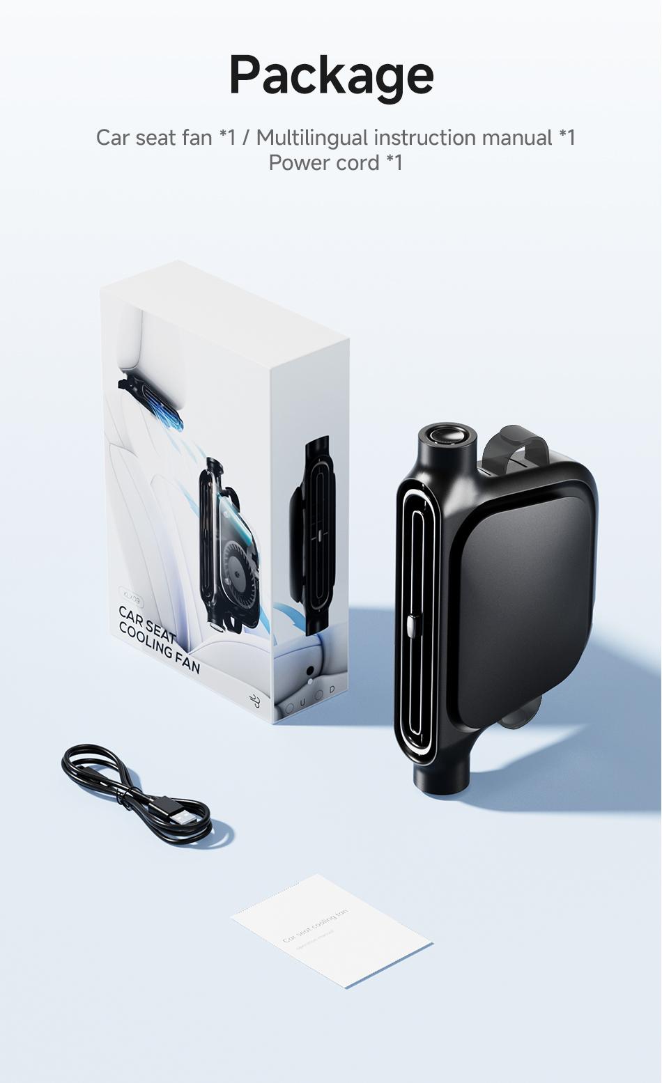 2026 Upgraded Car Fan, Mini Portable USB Cooling Fan for Driver & Passenger Seat, 3 Wind Speeds Quiet Backseat Headrest Neck Fan for Kids Baby, Universal Vehicle Accessories for Car Jeep Van RV Truck