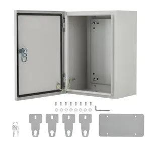 Waterproof & Dustproof Outdoor Electrical Box, Steel Lockable Enclosure Outdoor/Indoor Cabinet with Lock & 2 Keys