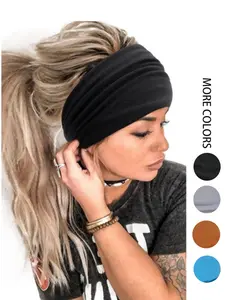 Bohemian solid color elastic headband, yoga exercise headband, Sports headband, Workout headband, sweat wicking cotton headband, women's headwear, hair accessories