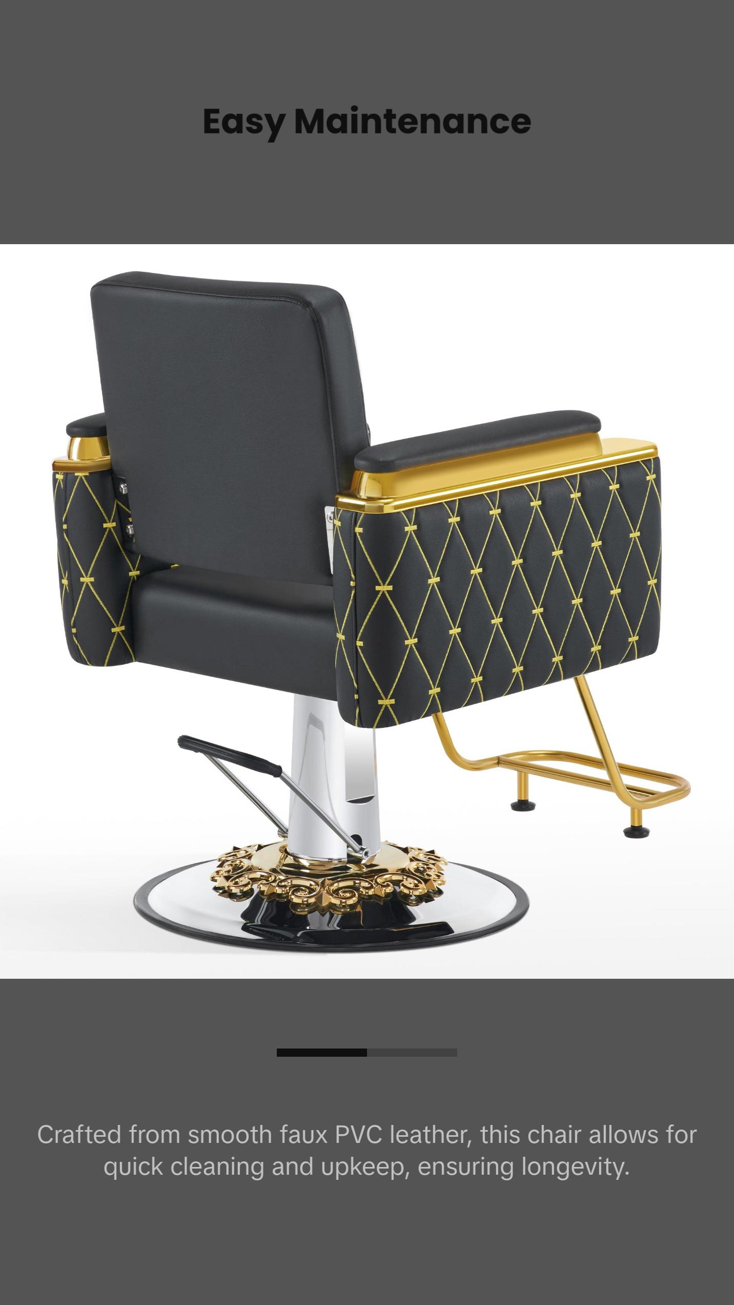 BarberPub Gold&Black Salon Chair, Hydraulic Barber Spa Styling Equipment 8633