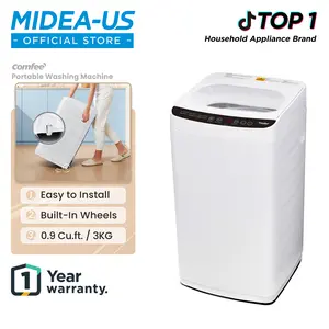 Comfee' Portable Washing Machine, 0.9 cu.ft Compact Washer With LED Display, with pump, 5 Wash Cycles, 2 Built-in Rollers, Space Saving Full-Automatic Washer