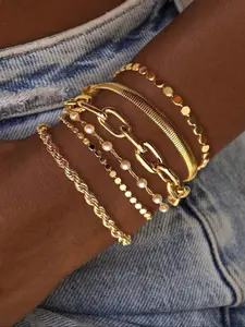 Women's Snake Bone Chain Bracelet Set, Geometric Design, Simple & Versatile Jewelry Accessory, Perfect Gift for Her