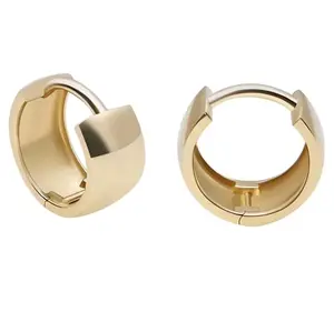 14K Pure Gold Huggie Hoops Earrings for Women, Fashion Accessory
