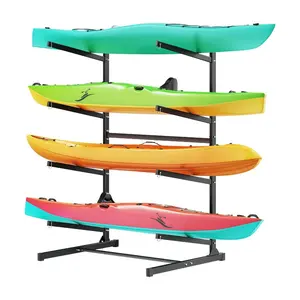 VEVOR Kayak Storage Rack for 4 Kayaks, Holds 220 lbs, Heavy Duty Freestanding Stand for Indoor Outdoor Garage Shed Dock, Storage Rack Stand Holder for Canoe, Small Boat, SUP, Surfboard Paddleboard