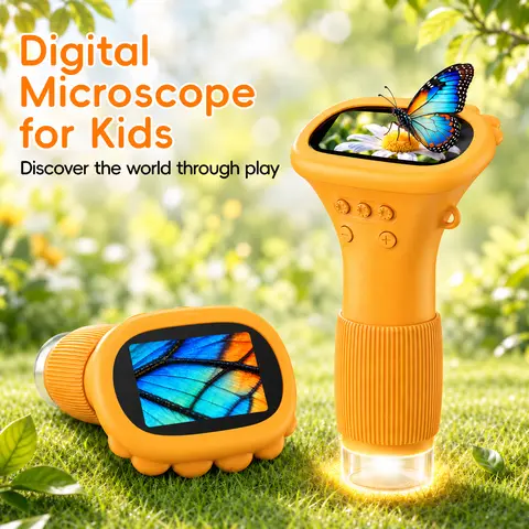 ASPOVEN  2.0" Screen 1000X Kids Microscope, Handheld Digital Microscope HD Pocket Portable Mini, Photo & Video Camera, USB Camera for PC, STEM Toy & Educational Science Toy Gift for Boys & Girls Ages ,Holiday Gift for Kids