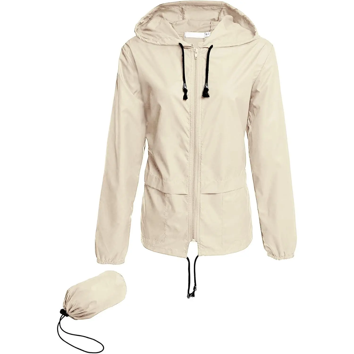 Women's Lightweight Waterproof Rain Jacket Packable Outdoor Hooded Windbreaker