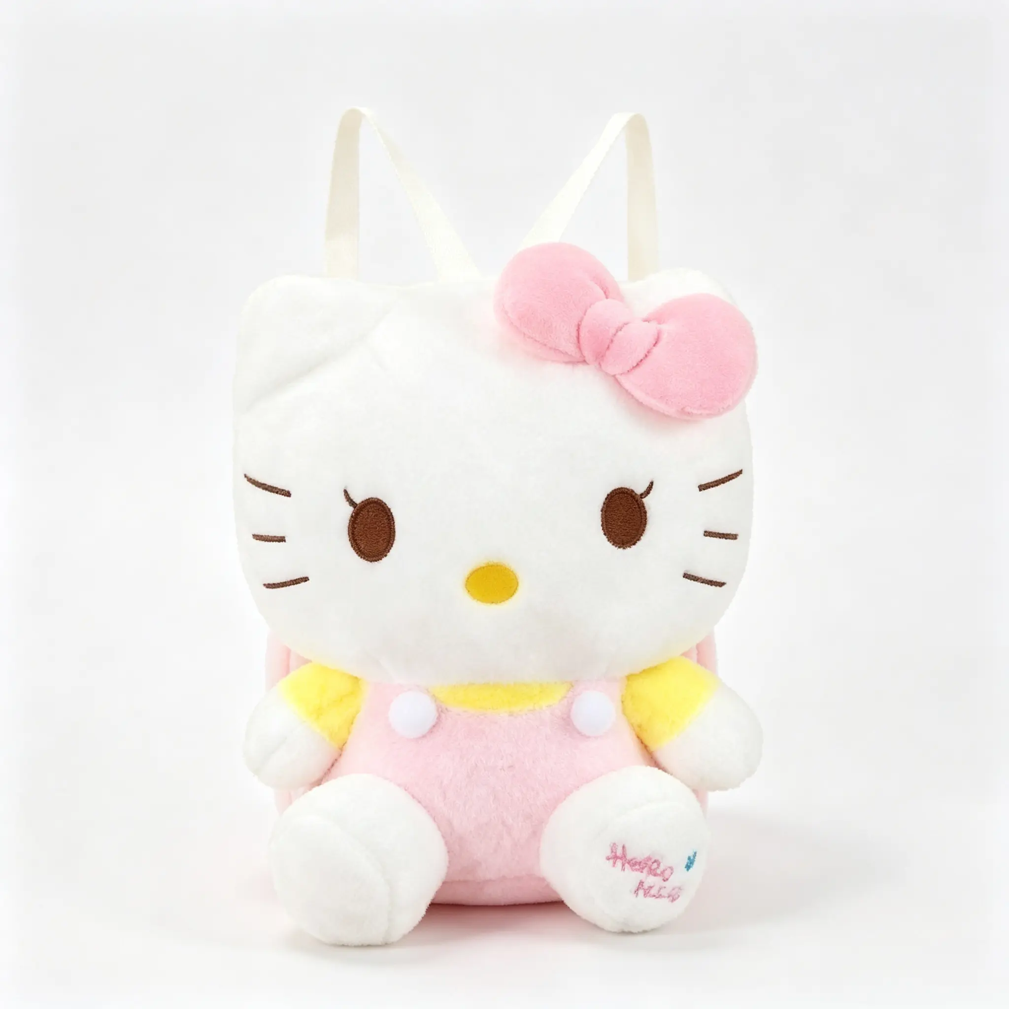Hello Kitty Plush Backpack, Cute Character Soft Stuffed Daypack Adjustable Shoulder Bag Casual Travel School Bag for Girls Kids