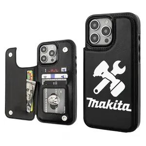 Makita Aesthetics Pattern Phone Cases Compatible For With iphone 16 15 14 13 12 PRO PLUS MAX PU Black Durable Flip High quality Leather Credit Card Bag Holder Mother Gift Wallet Shockproof Anti-Drop Full Protection Phone Cases Shell Cover