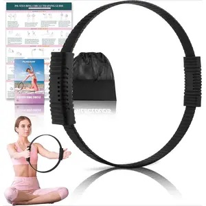 Pilates Ring, 13.5"/12" Silicone Magic Circle with Training Poster & Portable Bag, Pilates Ring Circle for Inner Thigh Workout, Yoga, Lose Weight & Physical Therapy for Women