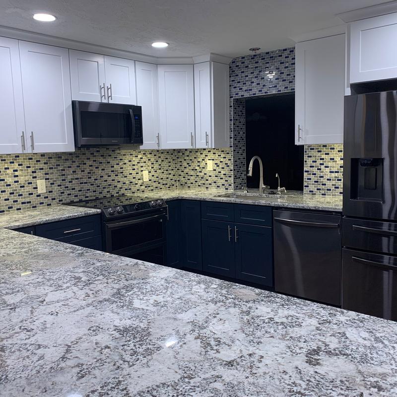 Glass Stone Mosaic 1x2 Subway Tile Navy Blue Gray Backsplash Polished Marble Wall and Floor Tiles
